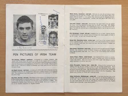 Fully Signed George Best International Debut Football Programme: Wales v Northern Ireland