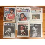 2005 Newspapers Relating To George Bests Death + Funeral: All different newspapers. Lot 3. (6)