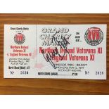 Unused Ticket Northern Ireland v England Veterans X1: Charity match ticket is signed by George