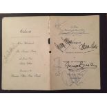 1971 Signed Menu St Ouens v Manchester United: Jersey team St Ouens menu with signatures including