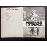 Derek Hales Testimonial Signed By George Best: Derek Hales All Star X1 v ITV and BBC Commentators