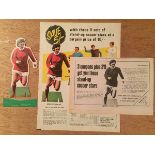 1969/70 George Best Figure + Adverts: Shoot magazine 7.5 inch heavy card stand up footballers and