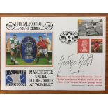 George Best Signed Manchester United FDC: Dawn Covers from 1996 with George Best stamp. Signed by