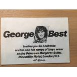 1972 Signed George Best Invite To His Boys Wear Collection: Signed on the back by George Best.