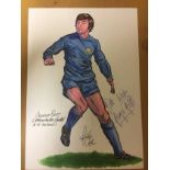 George Best 1968 European Cup Final Signed Football Print: Philip Neill original artwork A4