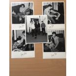 1964 George Best Signed Black + White Prints: Photos taken indoors of George Best relaxing, all hand