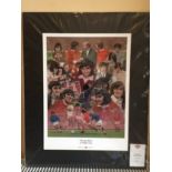 George Best Mounted Montage: Sportizus Ltd montage of images of George Best. Mounted measuring