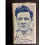 Johnny Morris Signed Football Card: Turf Cigarette Cards Footballers. Number 11 personally signed by