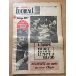 1968 George Best European Footballer Of The Year Newspaper. France Football complete newspaper dated