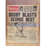 Busby Blasts George Best Newspaper: Dated 09 01 71. Daily Mirror newspaper is complete with this