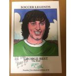 George Best Signed Football Print: Philip Neill Limited Edition A4 print. Soccer Legends. George