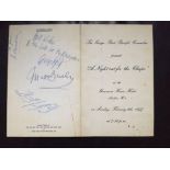 The George Best Benefit Committee Dinner Menu: A Night Out For the Chaps. Autographed by George