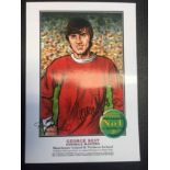 George Best Manchester United Signed Football Print: Philip Neill Limited Edition A3 print. Football