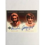 2002 Upper Deck Rare Signed Trade Card: Legendary combo of Denis Law and George Best: Hand signed by
