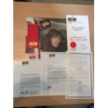 1972 George Best Fan Club Cloth Badge: Membership card and certificate plus giant colour poster.