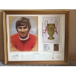 George Best Signed Framed Print: 1996 Limited Edition framed print by Heather G Harman. Autograph of