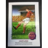 George Best Manchester United Signed Football Print: Philip Neill Limited Edition A3 print. Football