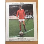 1969 George Best Signed Typhoo Tea Card: Depicting George in Manchester United kit hand signed by