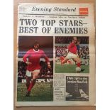 1970 England v Ireland Preview Newspaper: Dated 21st April 1970 the day of the match. Evening