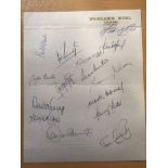 1971 Northern Ireland v England Signed Football Team Sheet: From Woodlands Hotel which no longer