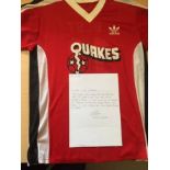 George Best Match Worn San Hose Earthquakes Football Shirt: Number 11 shirt worn v Motherwell in