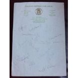 1980 Hibernian Signed Official Club Sheet: Signed by 16 Players including George Best who made 17