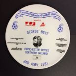 One Off George Best Plate: A Staffordshire bone china plate presented to George Best on the occasion