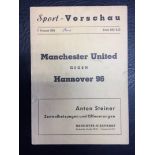 65/66 Hannover 96 v Manchester United Football Programme: Pre season friendly dated 7 8 1965.
