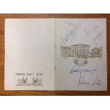 George Best Signed Dinner Menu: Aston Hall Hotel 1998. An Englishman, An Irishman and a Scotsman