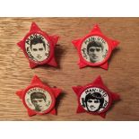 George Best Manchester United Star Badges: 1960s original red star plastic badges with different