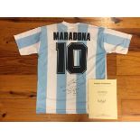 1986 Diego Maradona Signed Replica Argentina Shirt: Personally signed by Maradona. Comes with a