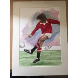 George Best Original Painting: By Jim Sullivan measuring 58cm x 40cm. Depicts George Best in