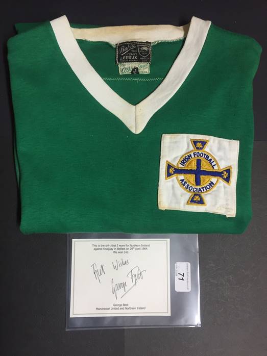 George Best Match Worn Northern Ireland Home Debut Football Shirt: International home debut for