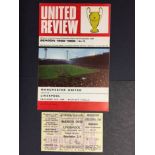 68/69 Manchester United v Liverpool Programme + Ticket: Programme and unused ticket dated 14 12