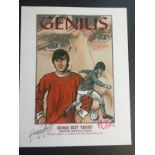 George Best Signed Football Print: Philip Neill Limited Edition A4 print of George Best Genius. No 1