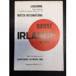 64/65 Switzerland v Ireland Football Programme: Includes George Best dated 14 11 1964.