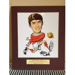 George Best Mounted Caricature: Depicts George in Manchester United kit. Number 1 of 50 produced.