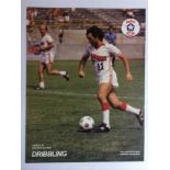 1981 George Best USA Football Card: Carls JR Soccer Action A4 colour card. Dribbling - San Jose