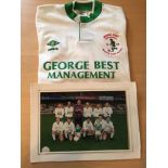 George Best Testimonial Original Match Shirt: Number 12 white worn by George Best Management. C/W