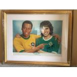 Best + Pele Signed Football Print: From reputable Beckett Studio depicting both players pointing