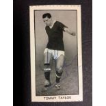 Tommy Taylor Signed Football Card: Wizard cigarette card Famous Footballers. Number 19 personally