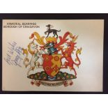 1980 George Best Signed Card: Borough of Craigavon crest on card hand signed by George Best.