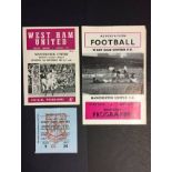 67/68 West Ham v Manchester United Programmes + Ticket: Official and pirate programme along with