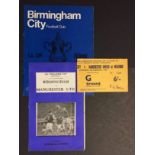 68/69 Birmingham City v Manchester United Football Memorabilia: Includes official and pirate