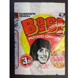 1972 George Best Potato Crisps: Original crisp packet featuring George Best. Cheese and onion at a