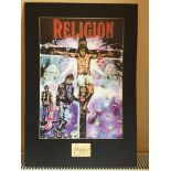 George Best Signed Mounted Football Print: Religion from 2000. An autograph signed by George Best