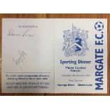 George Best Signed Dinner Menu: Margate FC Sporting Dinner Menu with guest speakers George Best