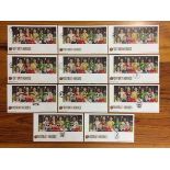 George Best First Day Covers: Football Heroes stamps. Full sheet of 11 stamps on each cover with a