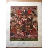 George Best Signed Football Print: 2004 Ltd Edition by Artist Stephen Doig. Manchester United and