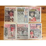 2005 Newspapers Relating To George Bests Death + Funeral: All different newspapers. Lot 4. (6)